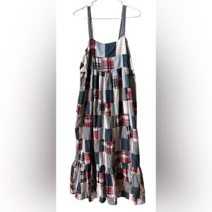 Fairhope Midi Dress Patchwork Pockets Plaid Ruffle Cottagecore Boho
Hippie